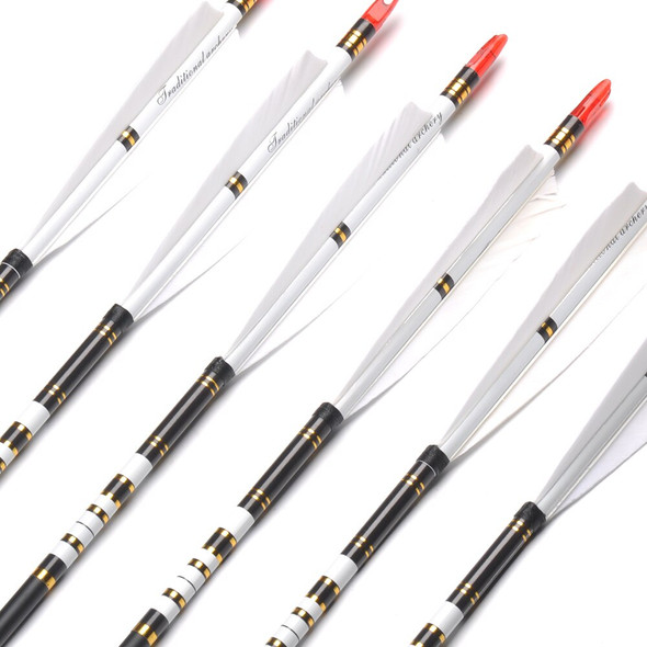 80cm Spine 500 Carbon Arrows Metal OD7.6mm ID6.2mm with Turkey Feather