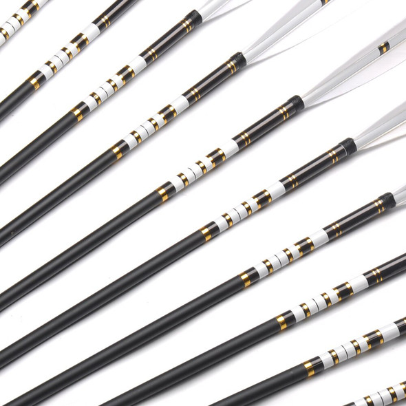 80cm Spine 500 Carbon Arrows Metal OD7.6mm ID6.2mm with Turkey Feather