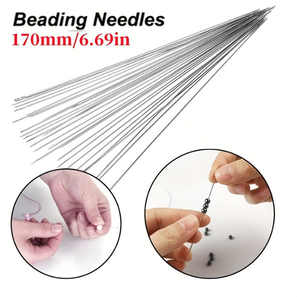 2pcs Beaded Needles With Steel Needles, Long And Thin Beaded Leads, Side Threaded Hooks And Beads For DIY Handmade Jewelry