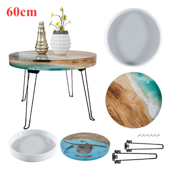 60cm Table Crystal Epoxy Resin Mold DIY Homemade Oversized Round Table Ornaments River Table Silicone Mold