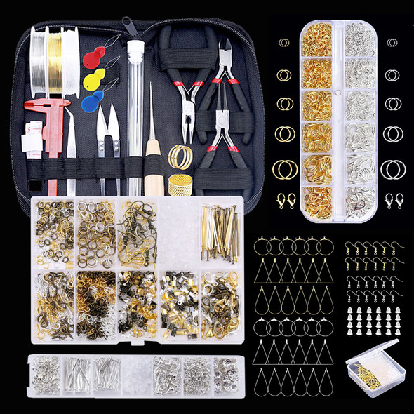 Jewelry Making Supplies Kit with Jewelry Tools, Jewelry Copper Wires Thread and Jewelry Findings for Jewelry Repair and Beading