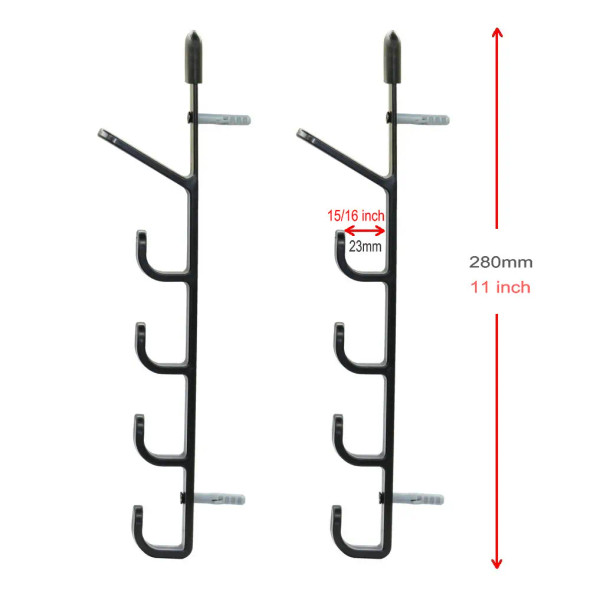 1 Pair Fishing Rods Storage Wall Bracket Practical Tool Fishing Pole Rack for 5 Rods Hard Plastic Holder
