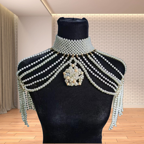 Handwork Weave Pearl Body Chain Jewelry European And American Women's Bra Chain Sexy Explosions Foreign Trade Night Club