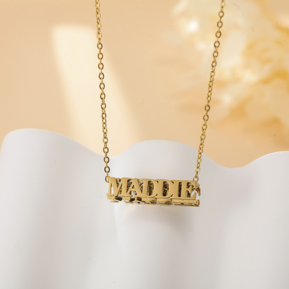 Custom 18k Gold 3D Bar Name Necklace Personalized 4 Sided Bar Name Necklace Personalized Gift Best Friend Text Jewelry Mom Gift