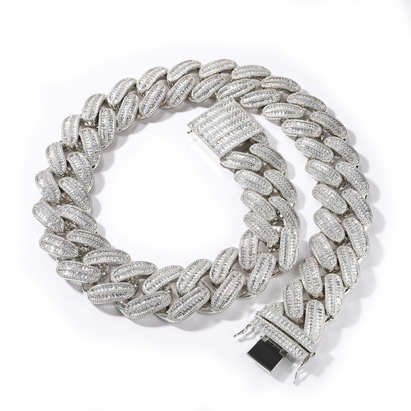 Uwin Custom 40mm Baguette Cuban Chain Super-Sized Iced Out Cubic Zirconia Cuban Necklace For Men Rapper Hip Hop Jewelry