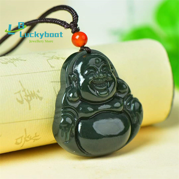 Natural Hetian Qingyu Big Belly Laughing Buddha Maitreya Pendant Simple and Versatile Exquisite for Men and Women
