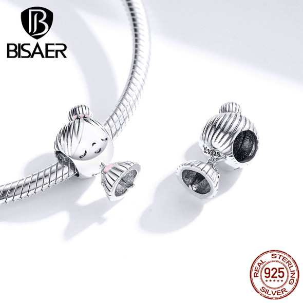 BISAER 925 Sterling Silver Couple Girl Boy Pendant Charm Pineapple Strawberry Dessert Beads for Women Bracelet DIY Fine Jewelry