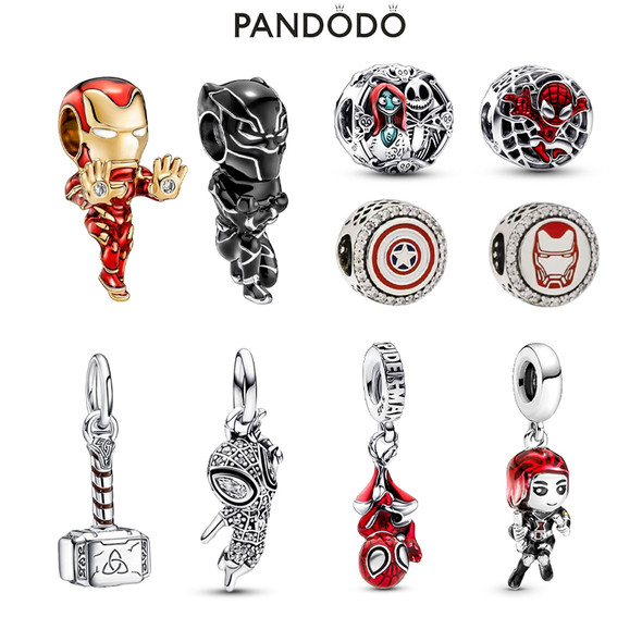 Marvel series Spiderman Charm Beads Fits Pandora Original Bracelet Couple Style 925 Silver Pendant Bead Jewelry 2023 Hot Sale