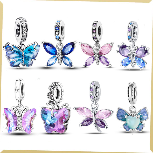 Original 925 Sterling Silver Exquisite Butterfly Series Charm Beads Fit Pandora Bracelet Necklace DIY Women Jewelry Gift New in