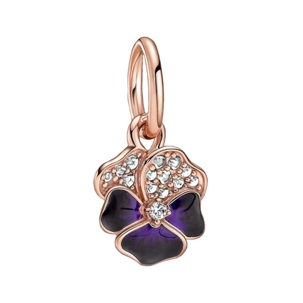 New Fashion Charm Original Rose Gold Padlock Heart Key Flower Dangle Charm for Pandora Ladies Bracelet for Girl Gift DIY Jewelry