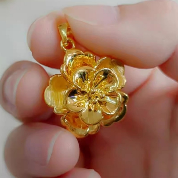 Real Pure 999 24K Yellow Gold Men Women Gift Lucky 3D Flower Pendant 1.55g