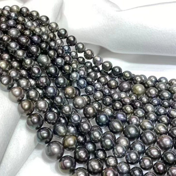 On Sale 8.5mm-11.5mm Nature Sea Water Salt Cultured Tahitian Origin Tahiti Black Pearls Necklaces for Women