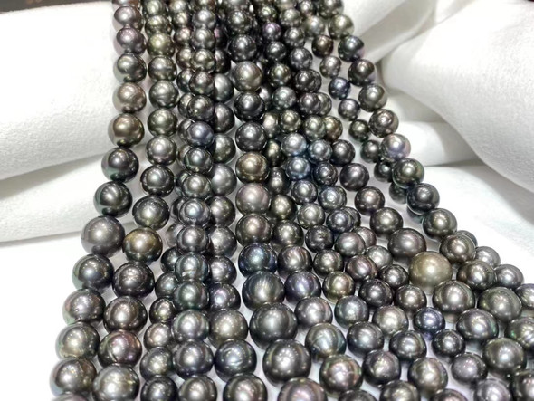 On Sale 8.5mm-11.5mm Nature Sea Water Salt Cultured Tahitian Origin Tahiti Black Pearls Necklaces for Women