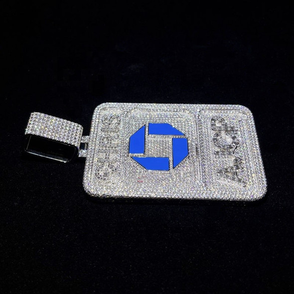 JEWE Custom Rectangle Letter Initial Name Chain Hip Hop Solid Silver Made Jewelry Iced Out Vvs Moissanite Diamond Enamel Pendant