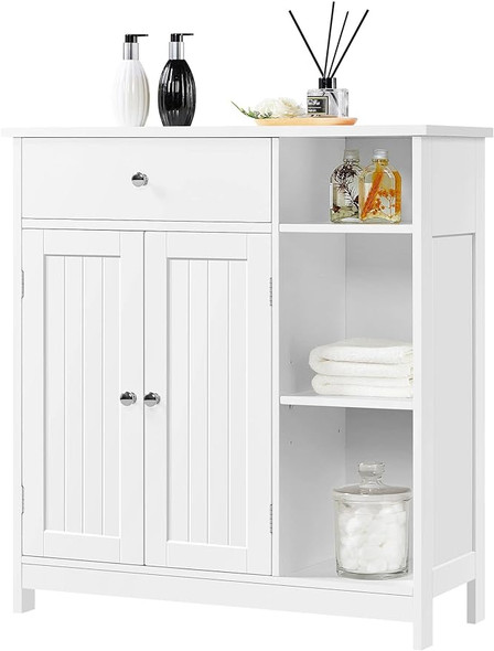 Bathroom Floor Cabinet, Kitchen Freestanding Storage Organizer, Large Side Cabinet with Doors, Drawer & Adjustable She