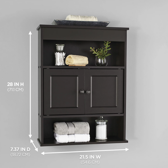 Mainstays Bathroom Wall Mounted Storage Cabinet with 2 Shelves, Espresso 2023 Mainstays Bathroom Wall Mounted Storage Cabinet with 2 Shelves, Espresso 2023