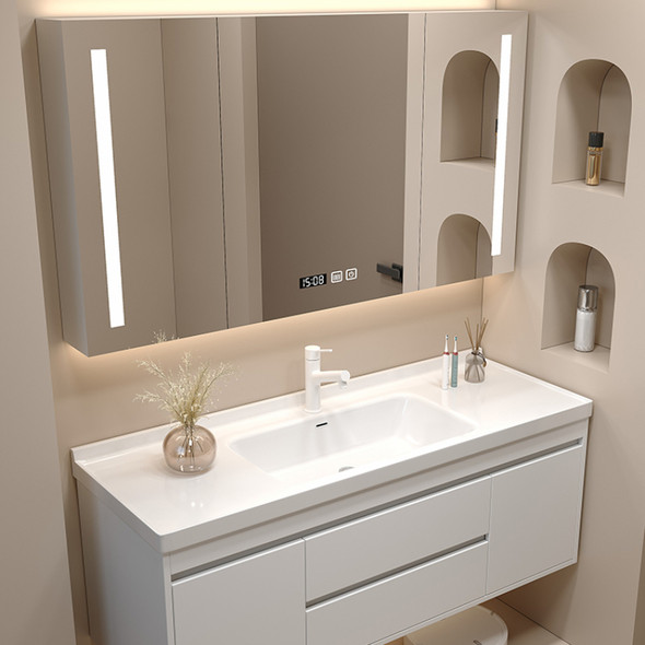 Cream Air Bathroom Cabinet Combination Washbasin Modern Simple Intelligent Bathroom Cabinets Corner Armadietto Furniture YX50BC