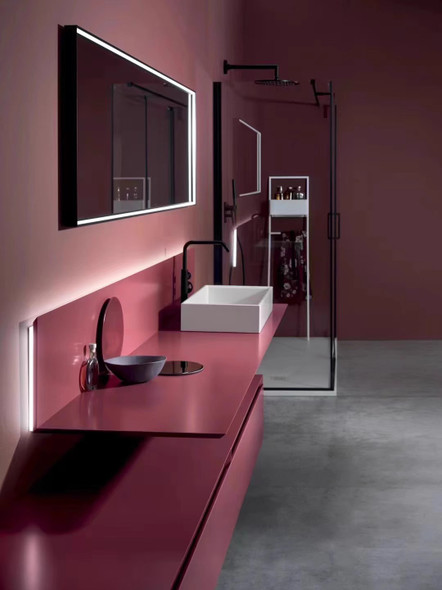 Simple modern oak bathroom cabinet bathroom washbasin combination pink solid wood countertop basin intelligent hanging cabinet