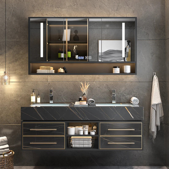 Bathroom Cabinet Accessories Free Shippin Washbasin Intelligent Light Luxury Rock Board Integrated Nordic Minimalist Combination