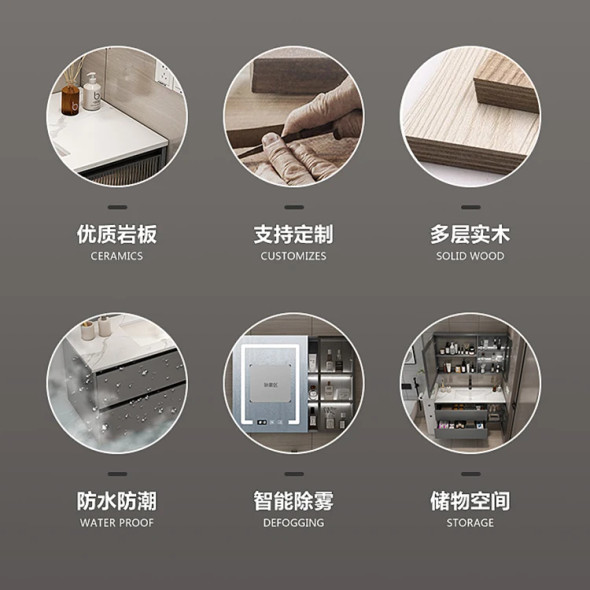 Marble Smart Bathroom Vanity Cabinet With Sink And Mirror Looking Combination One Hand Wash Basin Washbasin Toilet Round Mirror