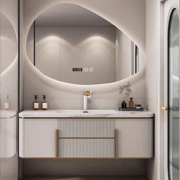 Minimalist Modern Bathroom Cabinets Rock Seamless Ceramic Integrated Washbasin Bathroom Sink Cabinet Vanity Bathroom Furniture
