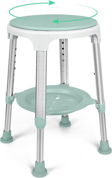 Shower Chair for Inside Shower, Tool-Free Assembly Swivel Shower Stool with Storage Tray, Adjustable Tub Chair and Bathroom