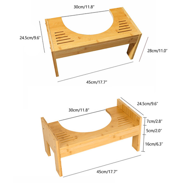 Bamboo Adjustable Toilet Stool, Bamboo Potty Stool, Poop Stool, Bamboo Toilet Footstool Relieve Constipation