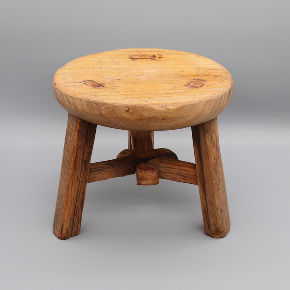 Naturally Weathered Old Wooden Stool, Mortise and Tenon Jointed Stool, Chinese Antique, Bathroom Chair