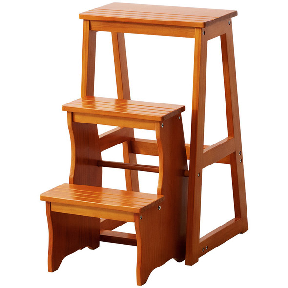 Step Stool Solid Wood Folding Ladder Chair Home Three-step Climbing Multifunctional Ladder Indoor Pedal, Foot Rest Stool