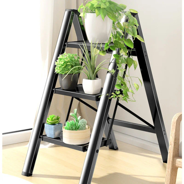 3 Step Ladder Thickened Step Ladder Chair Multi-functional Step Stool Multilayer Flower Rack Ladder Stool Stable Load-bearing