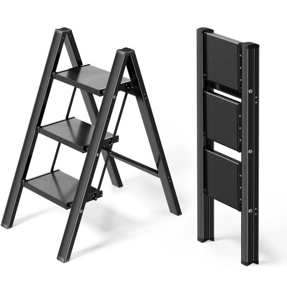 2-3-4 Step Ladder Aluminum Lightweight Folding Step Stool Wide Anti-Slip Pedal 150kg load Household Office Portable Stepladder