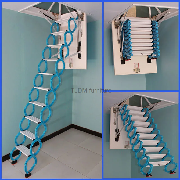 Wall-mounted Ladders Attic Retractable Stairs Lifting Indoor and Outdoor Invisible Folding Ladders Simple Stretching Stairs A