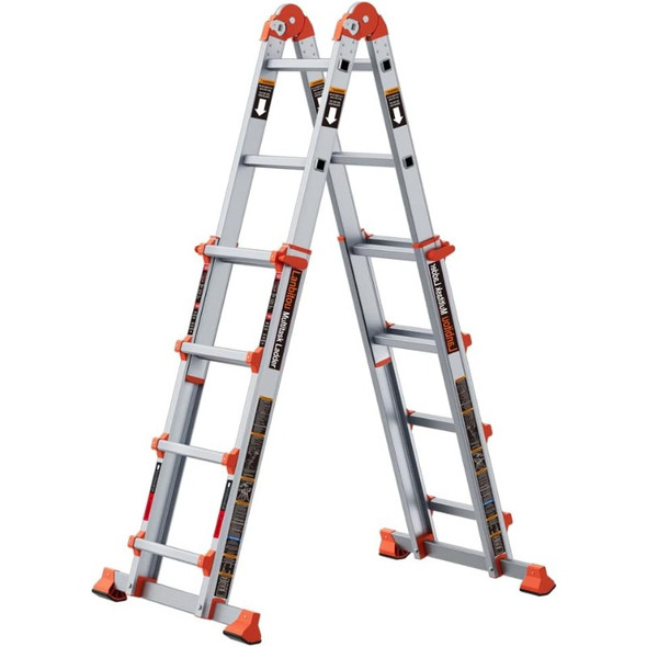 Ladder, A Frame 4 Step Ladder Extension, Anti-Slip Multi Position & Storage Folding Ladder, Security Load Telescoping Aluminum