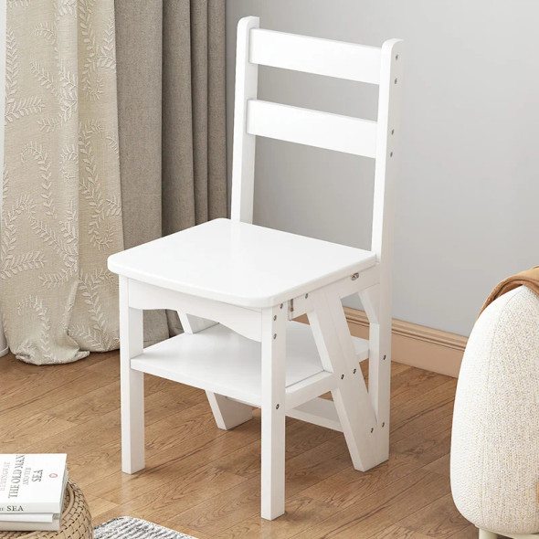 Household Multifunctional Climbing Ladder Indoor Dual Purpose Staircase Chair Thickened Solid Wood Creative Folding