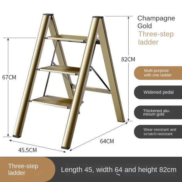 Household Folding Stairs Thickened Aluminum Alloy Herringbone Ladder High Stools Three-step Staircase Portable Ladders