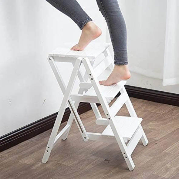 3-Step Folding Portable Wooden Step Stool for Adults/Step Ladder/Counter Chair Long Metal Loft Kitchen Furniture Home
