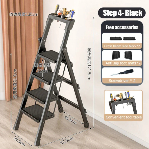 Folding Ladder For Home Carbon Steel Protable Ladder Chair Strong Load-Bearing Kitchen Step Folding Stool Telescopic Ladders Folding Ladder For Home Carbon Steel Protable Ladder Chair Strong Load-Bearing Kitchen Step Folding Stool Telescopic Ladders