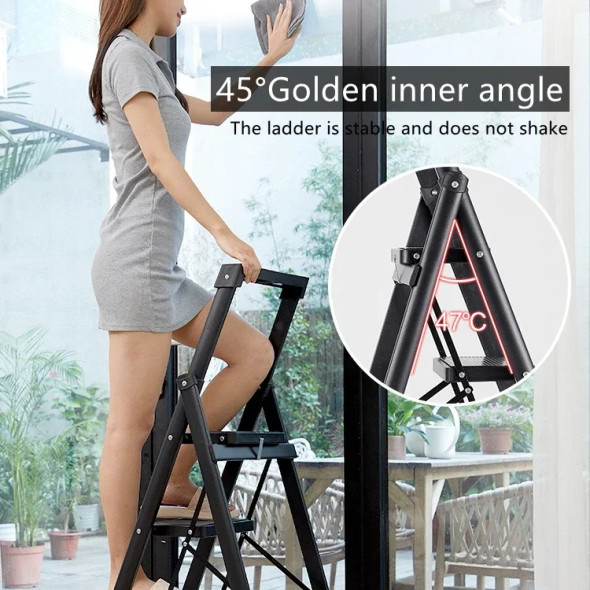 Folding Ladder For Home Carbon Steel Protable Ladder Chair Strong Load-Bearing Kitchen Step Folding Stool Telescopic Ladders Folding Ladder For Home Carbon Steel Protable Ladder Chair Strong Load-Bearing Kitchen Step Folding Stool Telescopic Ladders