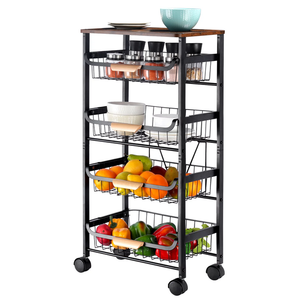 2023 New 5 Tier Rolling Utility Cart Fruit Storage Basket Kitchen Serving Storage Cart Kitchen Islands & Trolleys 2023 New 5 Tier Rolling Utility Cart Fruit Storage Basket Kitchen Serving Storage Cart Kitchen Islands & Trolleys