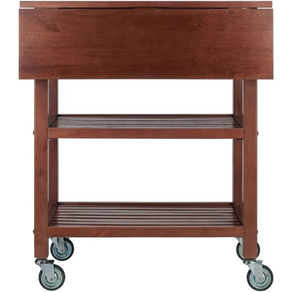 Jonathan 2 Drawer Rolling Kitchen Cart in Walnut Freight Free Trolley Organizer Cart With Wheels Folding Islands Storage Home