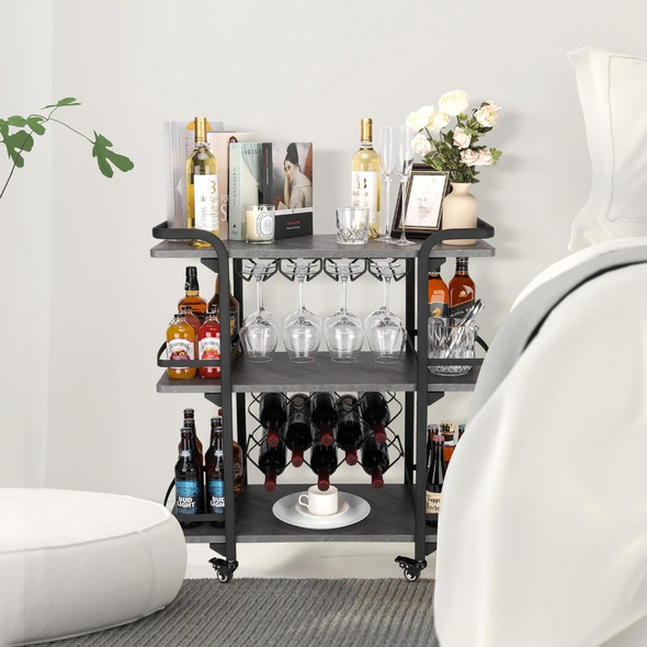 Modern Coffee Cart for Kitchen, Outdoor Wine Trolley, Kitchen Island Cart on Wheels, Auxiliary Storage, Home Organizer