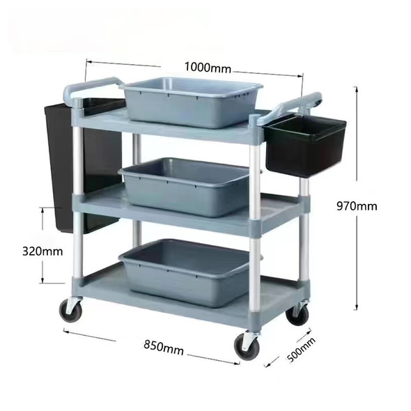 Dining Car Trolley Multi-Functional Plastic Mobile Restaurant Ding Room Commercial Three-Layer Bowl-Receiving Cart Serving Car