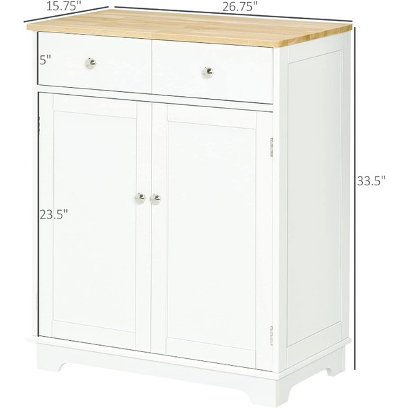 HOMCOM Sideboard Buffet Cabinet, 2-Doors Door Kitchen Cabinet, Coffee Bar Storage with 2 Drawers, Adjustable Shelf