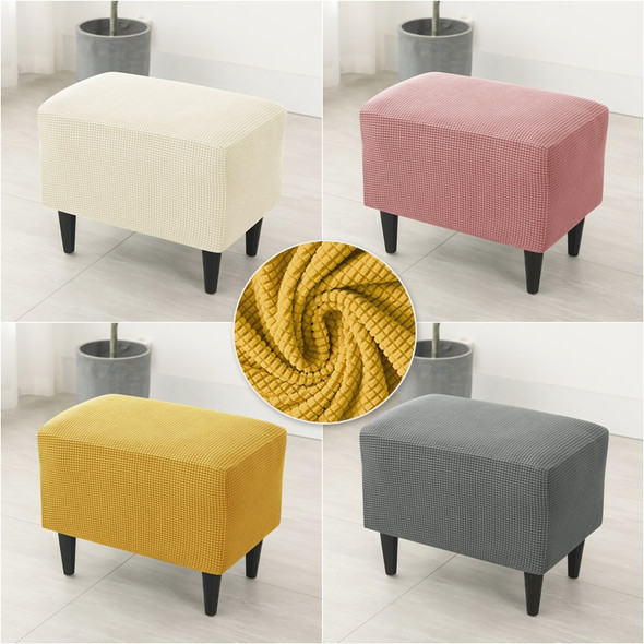 1PC Polar Fleece Ottoman Covers Stretch Rectangle Footrest Cover Non-Slip Anti-Dust Footstool Slipcover Protector Living Room