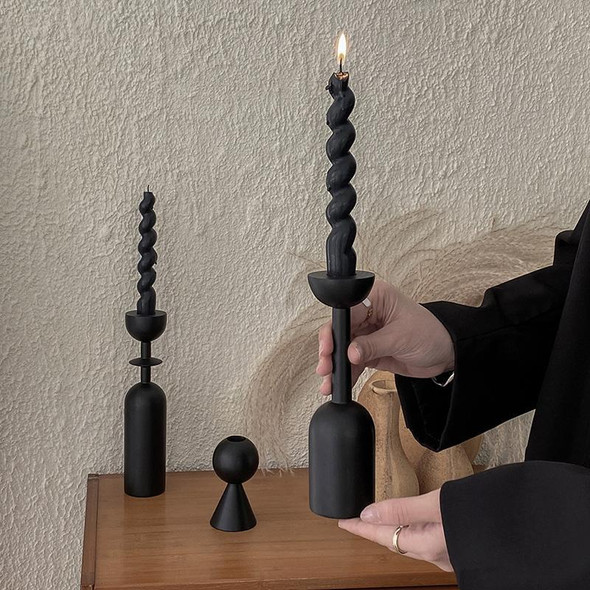 Candle Holder Room Decor Candles Holders Home Decoration Black Wooden Candlestick Living Room Bedroom Geometric Decorations