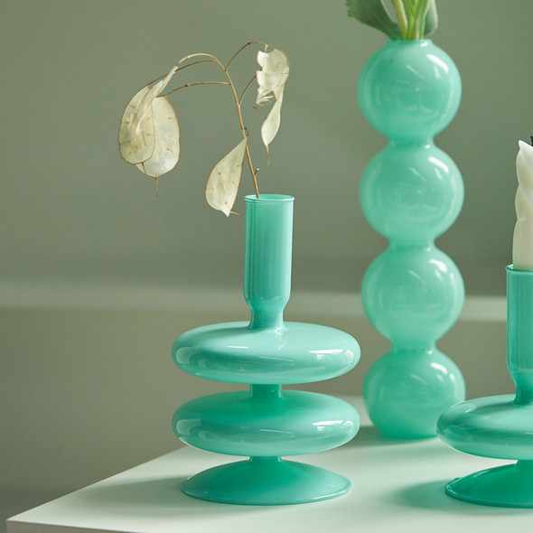 European Jade Color Candle Holders Simple Wedding Decoration Living Room Decor Home Vase Table Candlestick Holder Candle Stand