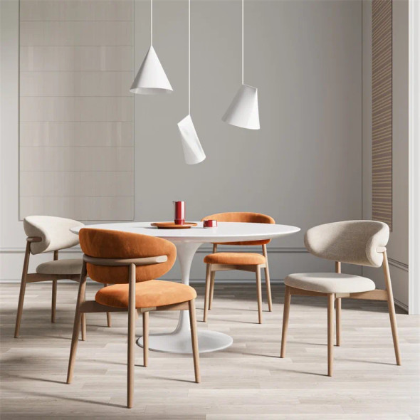 Replica Designer Dining Chairs Modern Nordic Ergonomic Luxury Dining Chair Leisure Leathr Wooden Silla Comedor Home Furniture