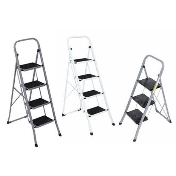 2/3/4 Step Ladder Folding Steel Step Stool Anti-slip 300Lbs Capacity White / Grey 2/3/4 Step Ladder Folding Steel Step Stool Anti-slip 300Lbs Capacity White / Grey