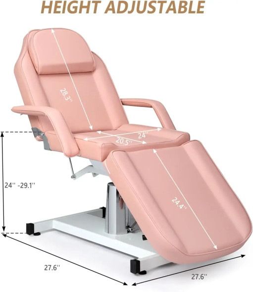 OmySalon Hydraulic Facial Bed Massage Table, Multi-Purpose 3-Section Tattoo Chair Esthetician Bed, Adjustable Beauty Salon Spa E OmySalon Hydraulic Facial Bed Massage Table, Multi-Purpose 3-Section Tattoo Chair Esthetician Bed, Adjustable Beauty Salon Spa E