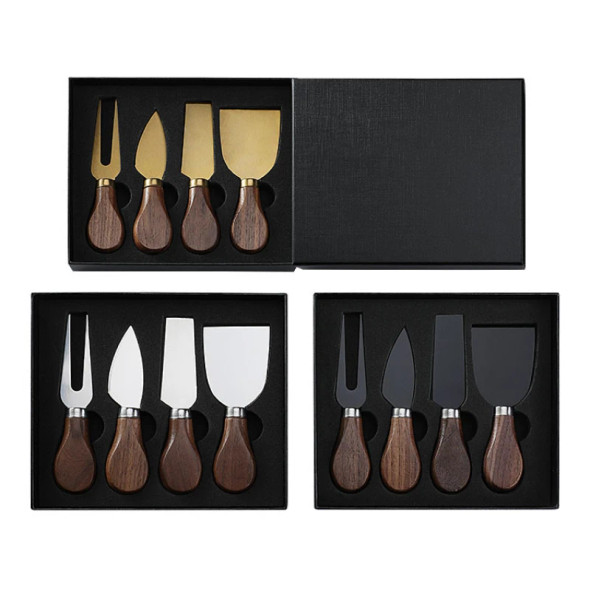 Walnut Handle Boxed Cheese Knife 4/6Piece Set Small Fork Cutlery Cream Baking Tool Walnut Handle Boxed Cheese Knife 4/6Piece Set Small Fork Cutlery Cream Baking Tool
